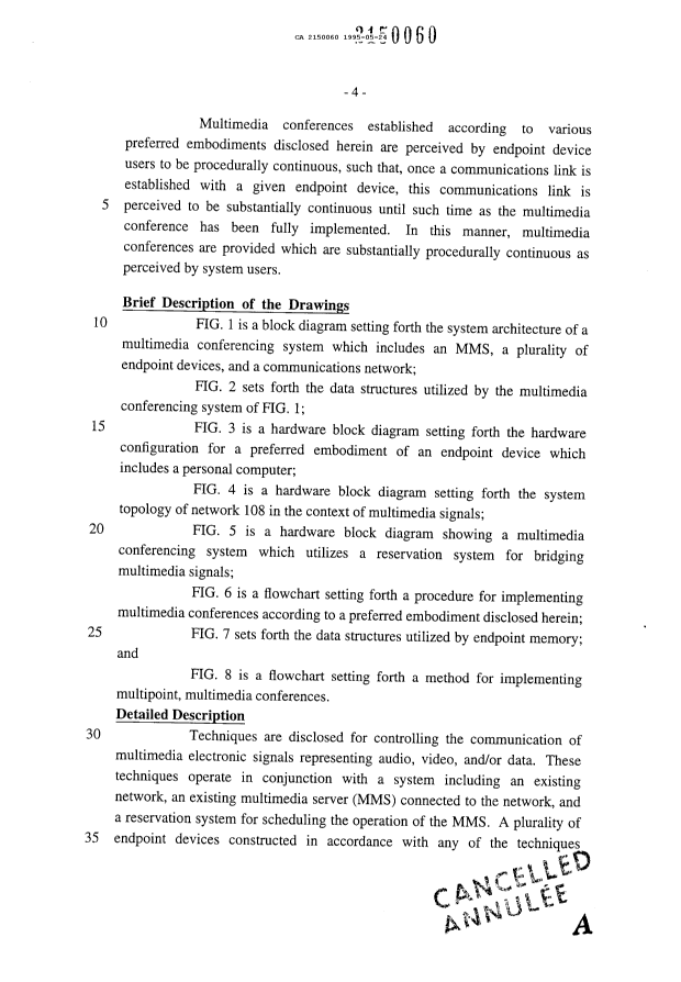 Canadian Patent Document 2150060. Prosecution Correspondence 19950524. Image 1 of 4