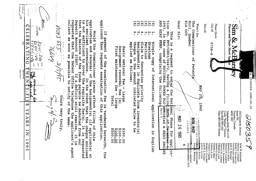Document de brevet canadien 2150359. Taxes 19950526. Image 1 de 1