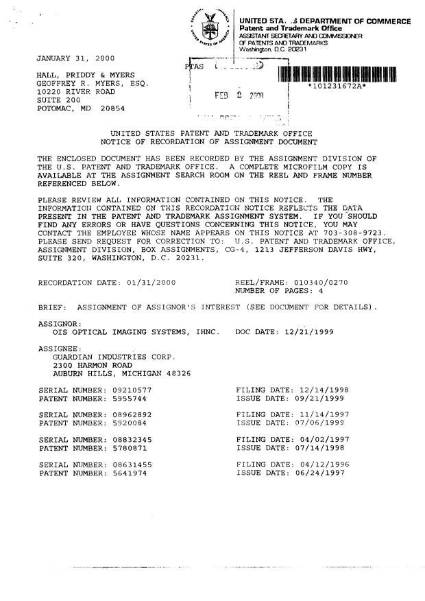 Document de brevet canadien 2151291. Cession 20030506. Image 2 de 11