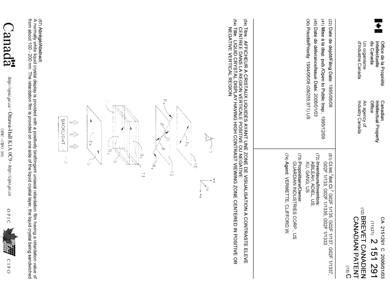 Document de brevet canadien 2151291. Page couverture 20051202. Image 1 de 2