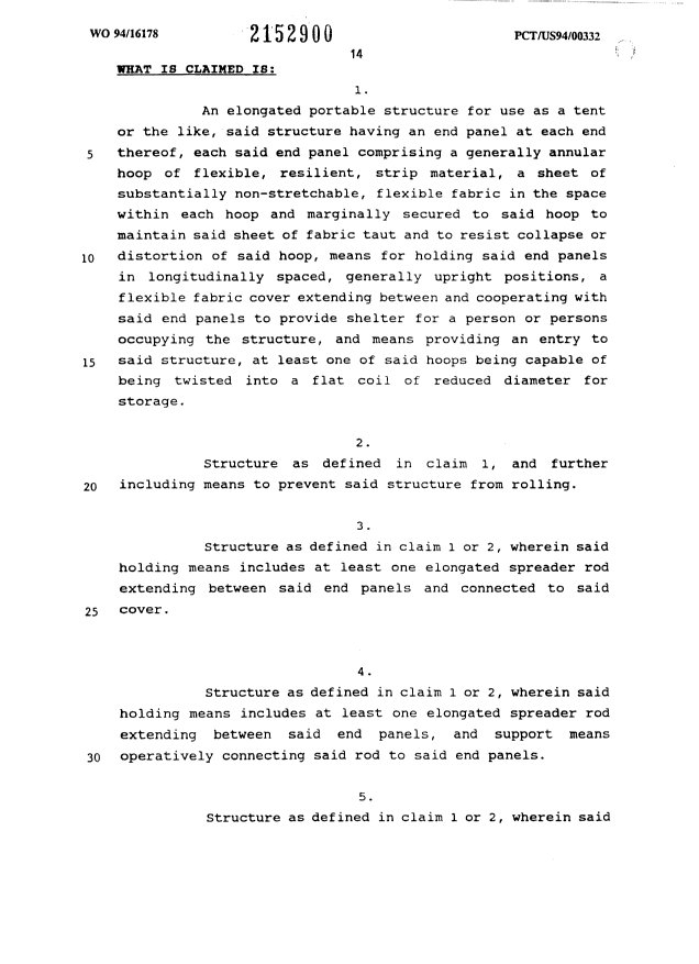 Document de brevet canadien 2152900. Revendications 19940721. Image 1 de 5