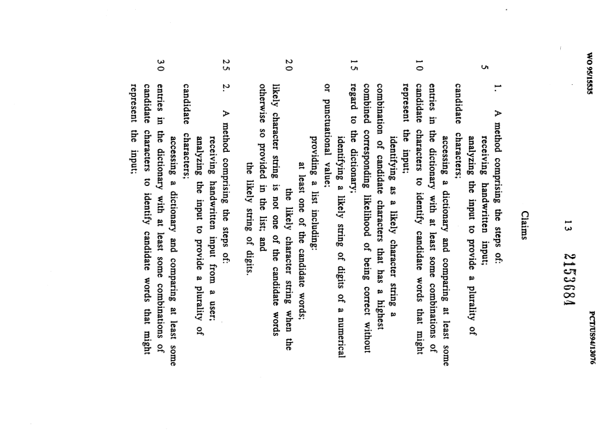 Document de brevet canadien 2153684. Revendications 19950608. Image 1 de 5