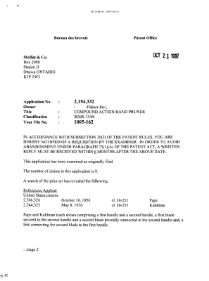 Document de brevet canadien 2154332. Demande d'examen 19971021. Image 1 de 2