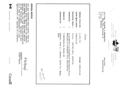 Document de brevet canadien 2154721. Correspondance 19941218. Image 2 de 2