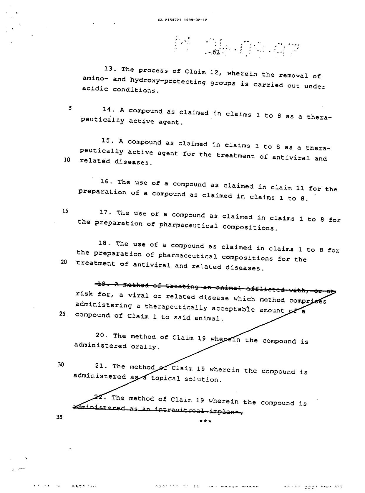Document de brevet canadien 2154721. Poursuite-Amendment 19981212. Image 8 de 8
