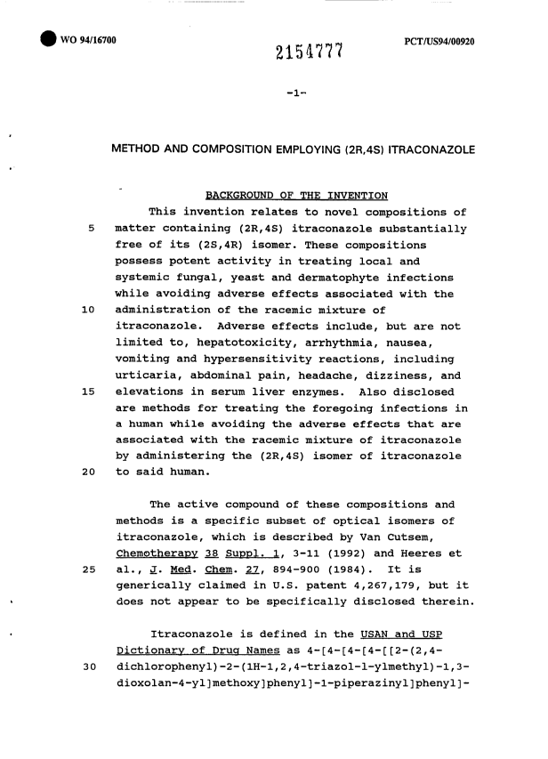 Document de brevet canadien 2154777. Description 19940804. Image 1 de 23