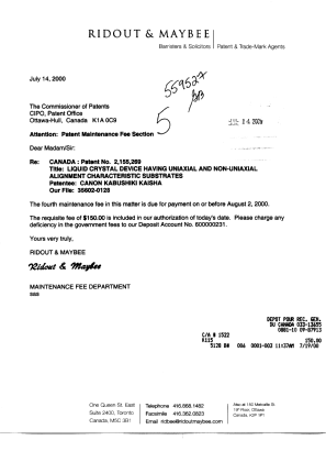 Document de brevet canadien 2155269. Taxes 20000714. Image 1 de 1