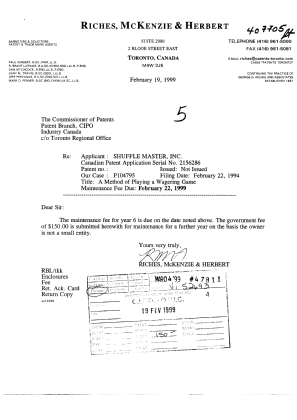 Document de brevet canadien 2156286. Taxes 19990219. Image 1 de 1