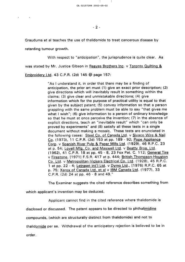 Document de brevet canadien 2157288. Poursuite-Amendment 20020502. Image 2 de 7