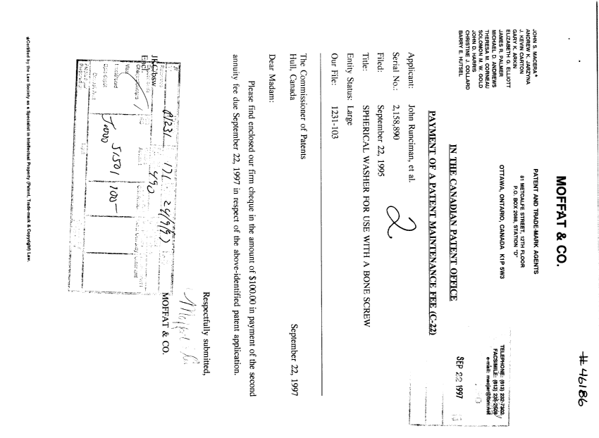 Document de brevet canadien 2158890. Taxes 19970922. Image 1 de 1