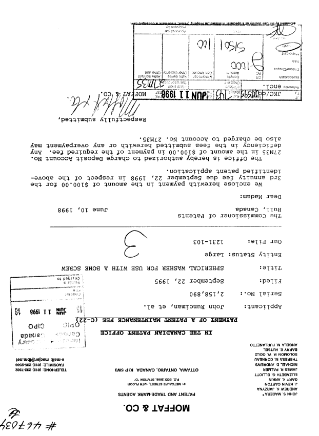 Canadian Patent Document 2158890. Fees 19980611. Image 1 of 1