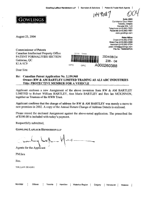 Document de brevet canadien 2159968. Cession 20040824. Image 1 de 3
