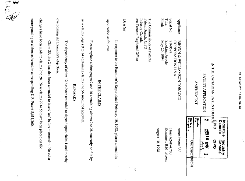 Document de brevet canadien 2160678. Poursuite-Amendment 19980810. Image 1 de 2