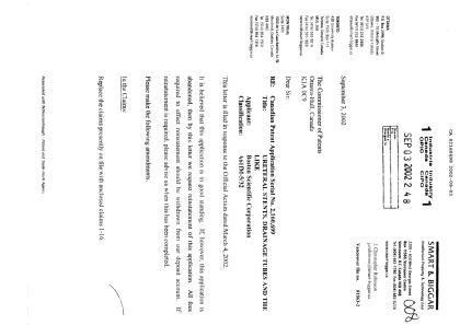 Canadian Patent Document 2160699. Prosecution-Amendment 20020903. Image 1 of 6