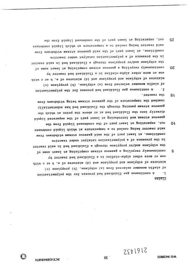 Document de brevet canadien 2161432. Revendications 19931208. Image 1 de 5