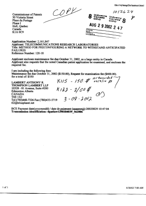 Document de brevet canadien 2161847. Taxes 20020829. Image 1 de 1