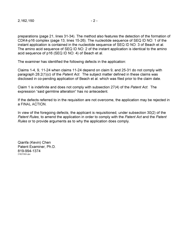 Document de brevet canadien 2162150. Poursuite-Amendment 20070503. Image 2 de 2