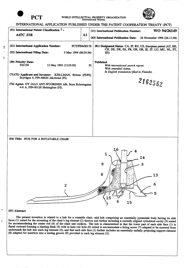 Canadian Patent Document 2162562. Abstract 19941124. Image 1 of 1