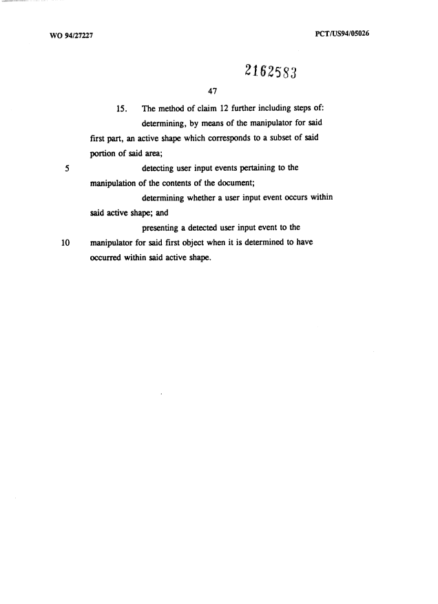 Document de brevet canadien 2162583. Revendications 19941124. Image 6 de 6
