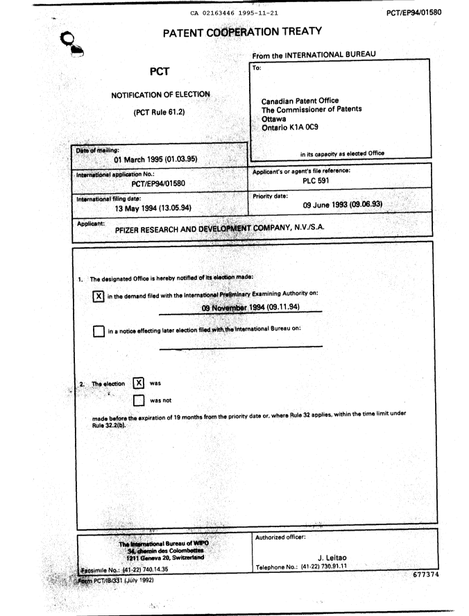 Document de brevet canadien 2163446. PCT 19941221. Image 11 de 13