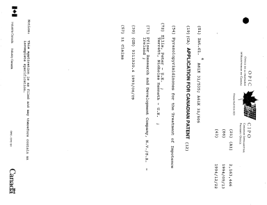 Document de brevet canadien 2163446. Page couverture 19951211. Image 1 de 1