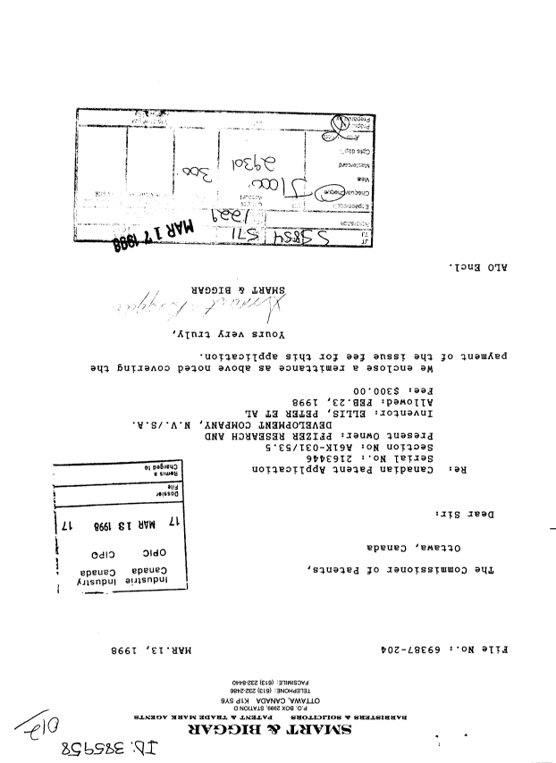 Canadian Patent Document 2163446. Correspondence 19980313. Image 1 of 1