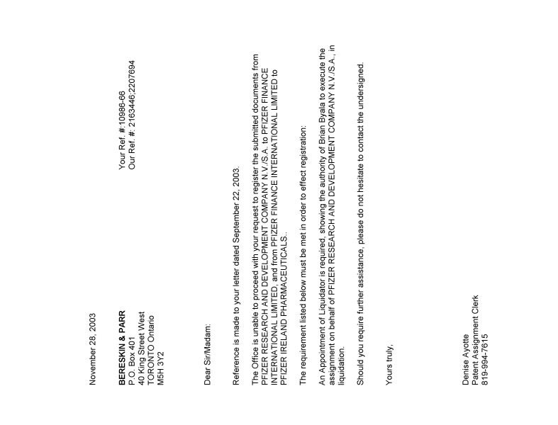 Canadian Patent Document 2163446. Correspondence 20021210. Image 1 of 1
