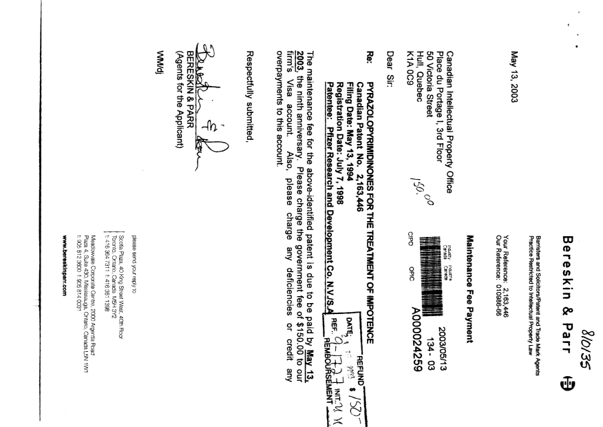 Canadian Patent Document 2163446. Correspondence 20021213. Image 1 of 1