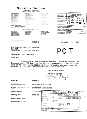 Document de brevet canadien 2163565. Cession 19951122. Image 1 de 18