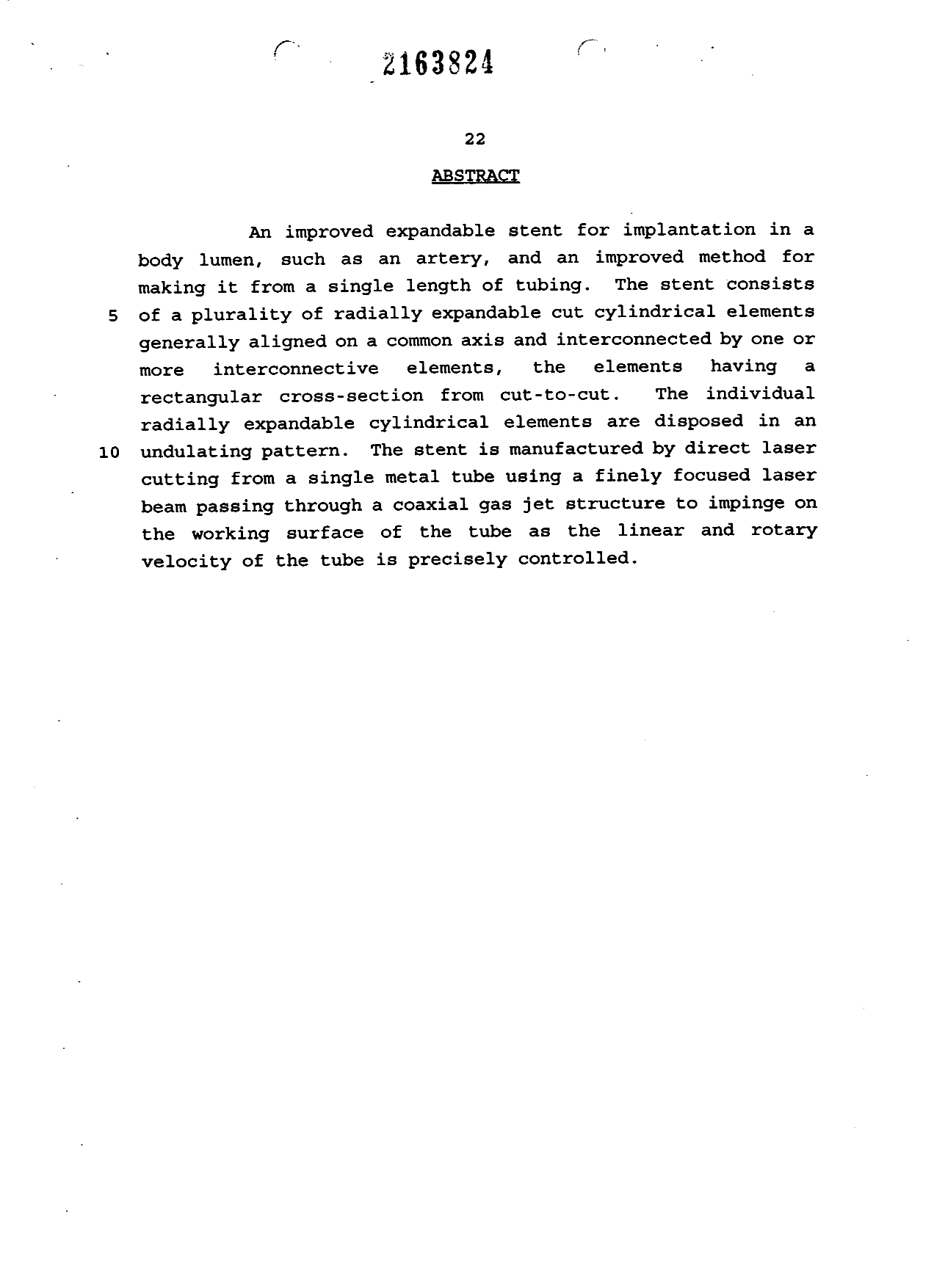 Document de brevet canadien 2163824. Abrégé 19960418. Image 1 de 1