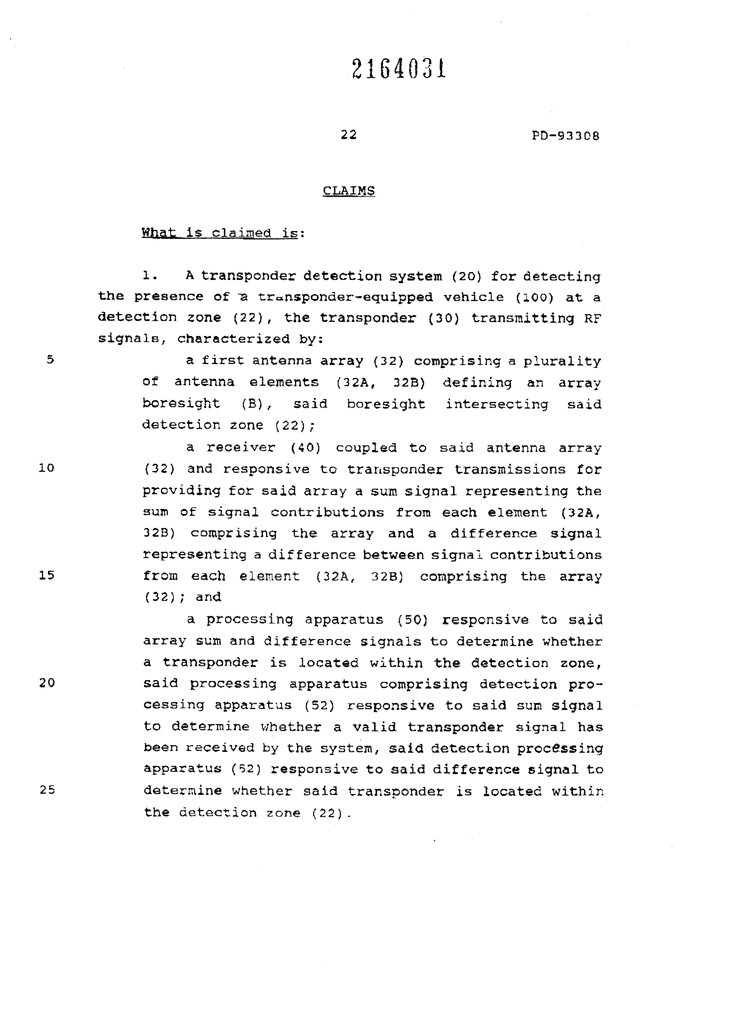 Canadian Patent Document 2164031. Claims 19960424. Image 1 of 3