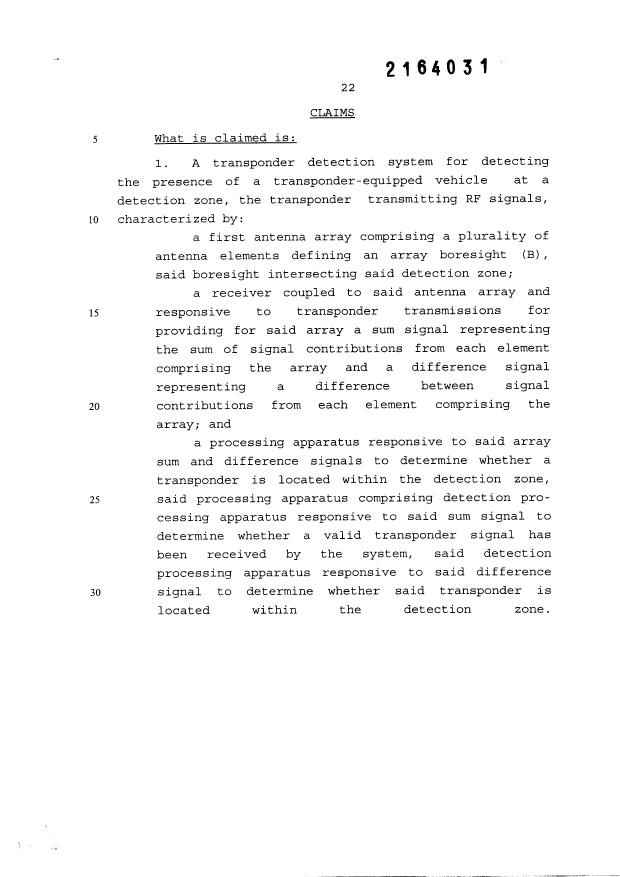 Document de brevet canadien 2164031. Revendications 19981112. Image 1 de 3
