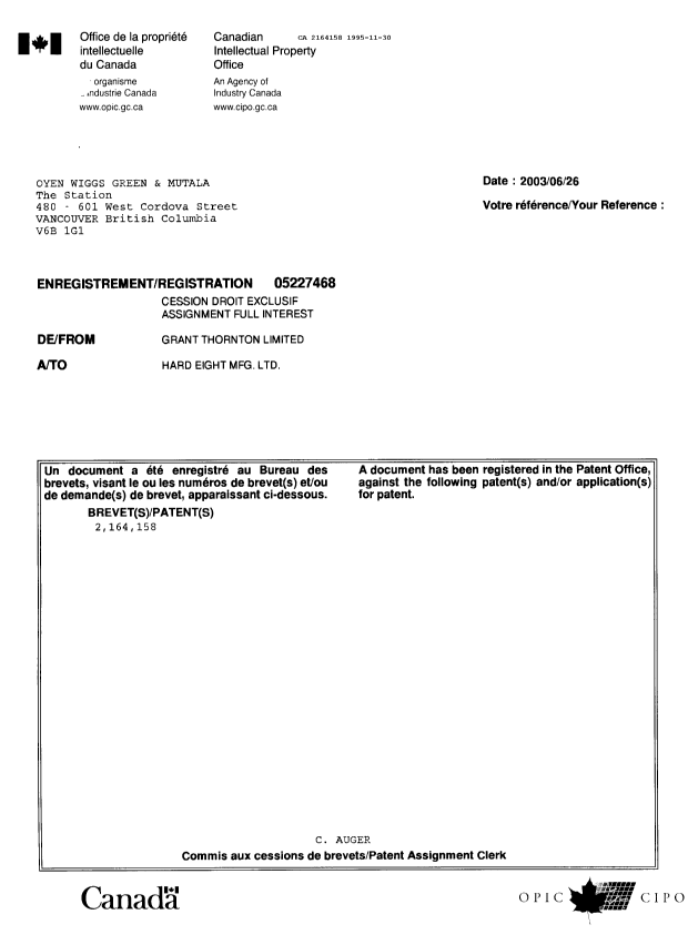 Canadian Patent Document 2164158. Prosecution Correspondence 19951130. Image 2 of 8