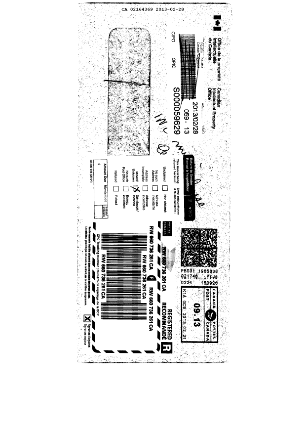 Document de brevet canadien 2164369. Correspondance 20130228. Image 4 de 4