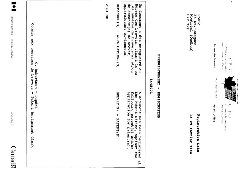 Document de brevet canadien 2164380. Correspondance de la poursuite 19951204. Image 1 de 43