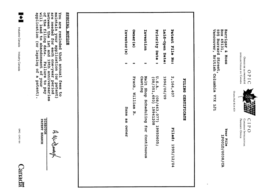 Canadian Patent Document 2164407. Assignment 19951204. Image 11 of 11