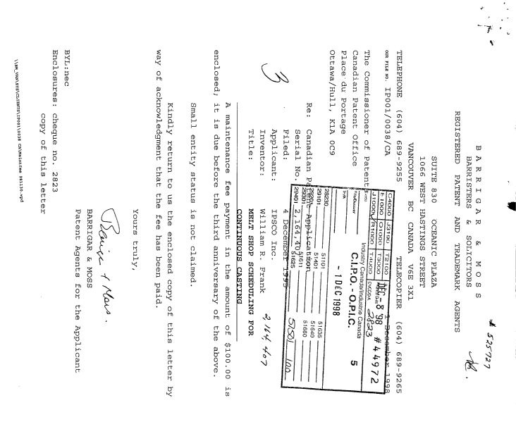 Document de brevet canadien 2164407. Taxes 19981201. Image 1 de 1