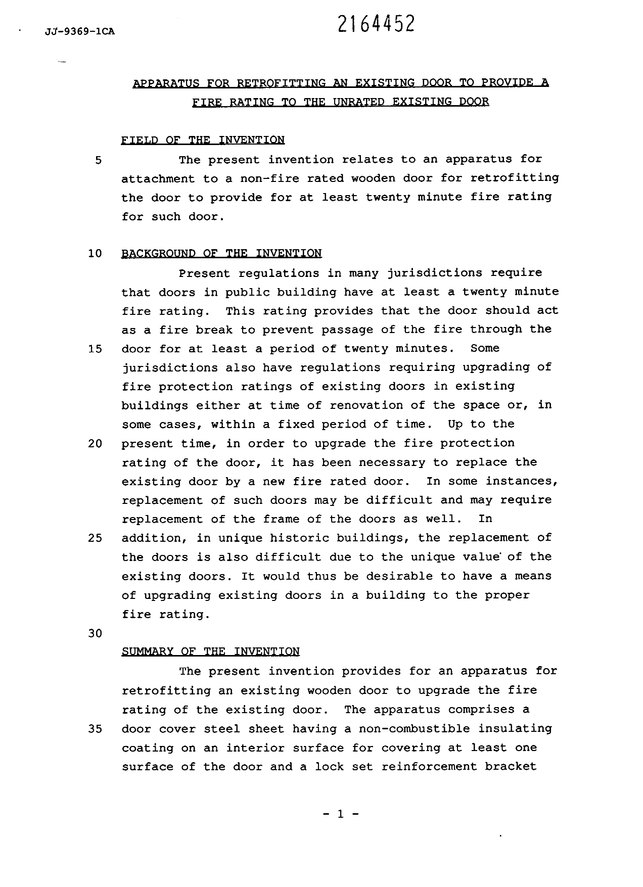 Document de brevet canadien 2164452. Description 19960502. Image 1 de 5