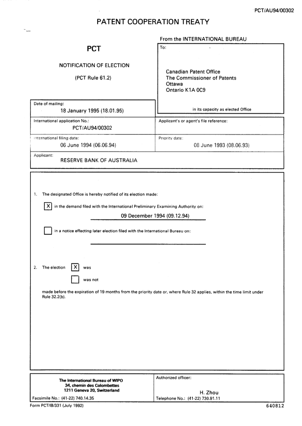 Document de brevet canadien 2164629. PCT 19951206. Image 19 de 19