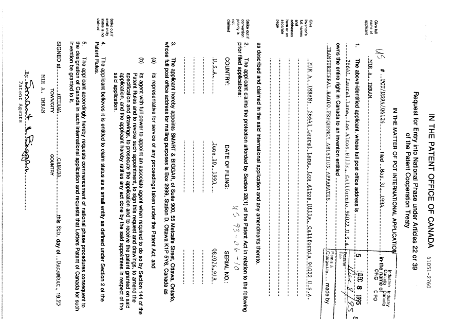 Document de brevet canadien 2164860. Cession 19951208. Image 2 de 4