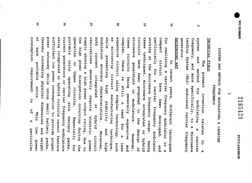 Document de brevet canadien 2165420. Description 20030325. Image 1 de 34
