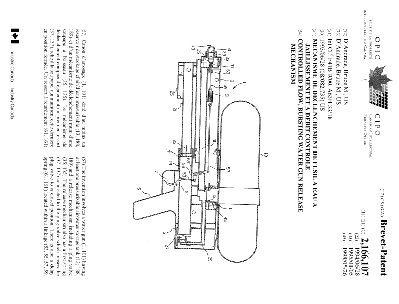 Document de brevet canadien 2166107. Page couverture 19980513. Image 1 de 2