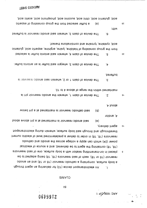 Document de brevet canadien 2166490. Revendications 20011018. Image 1 de 9