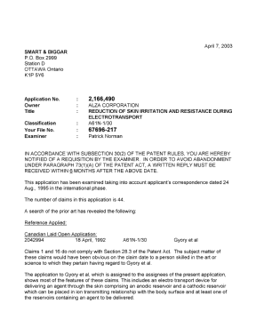 Canadian Patent Document 2166490. Prosecution-Amendment 20030407. Image 1 of 3