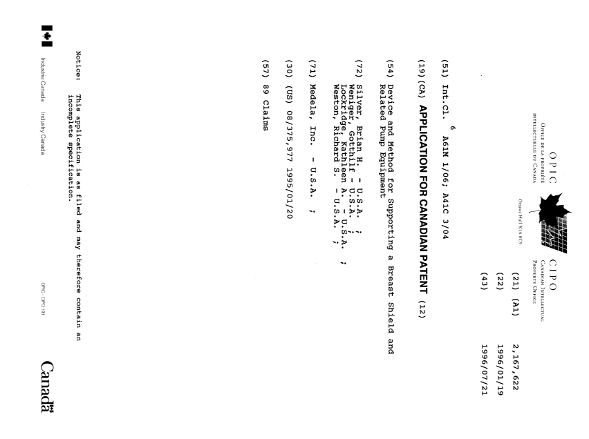 Document de brevet canadien 2167622. Page couverture 19960515. Image 1 de 1