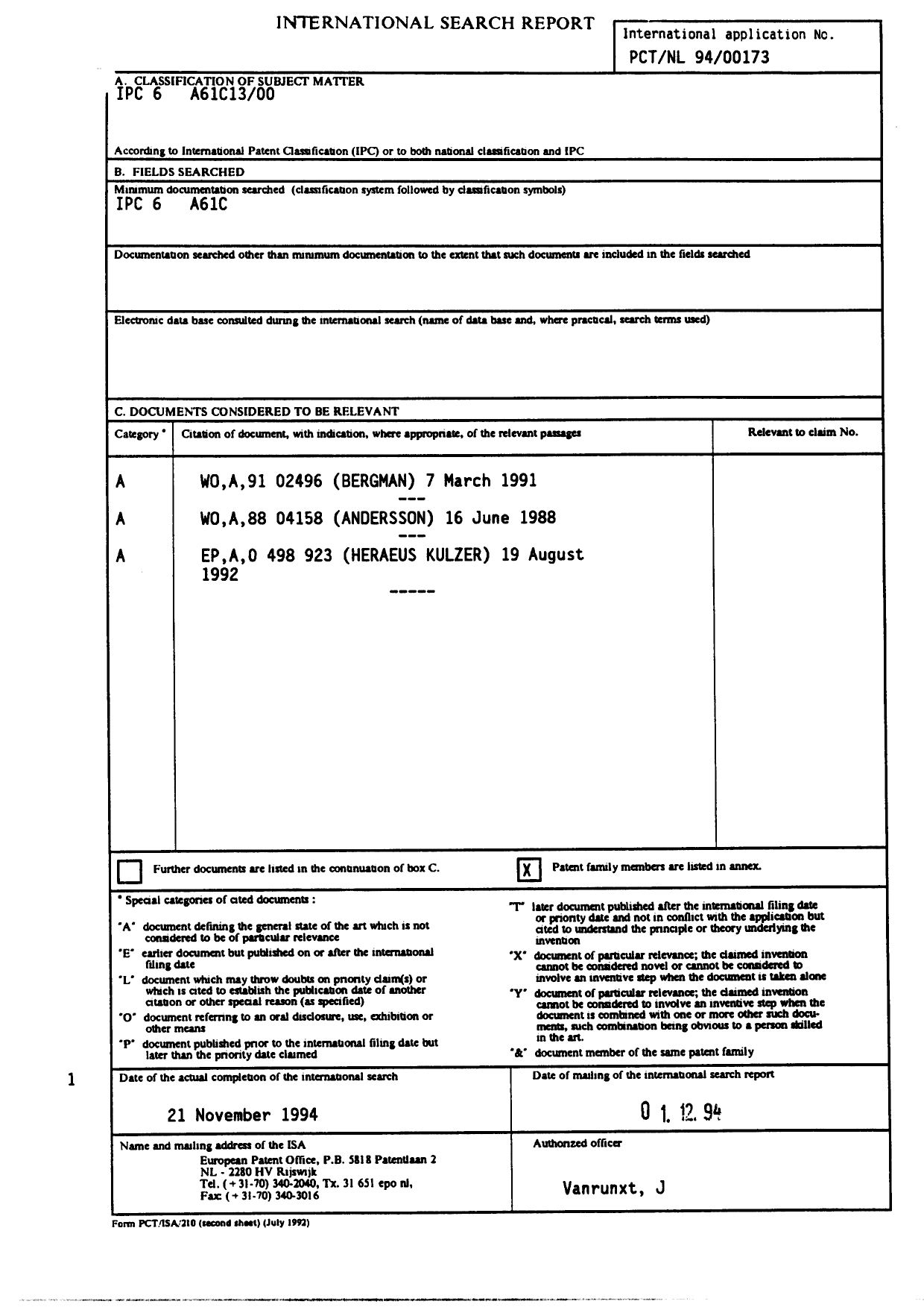 Document de brevet canadien 2168104. PCT 19960125. Image 1 de 9