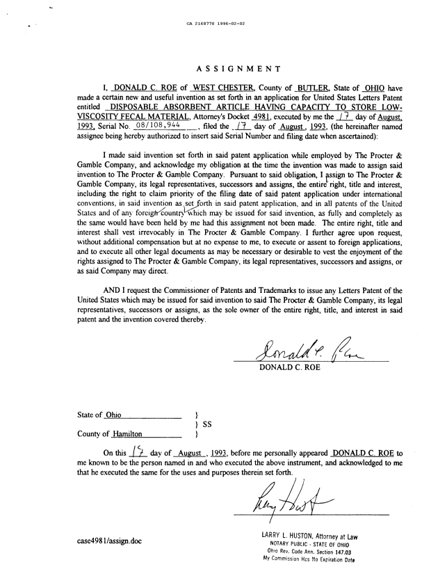 Document de brevet canadien 2168770. Demande d'entrée en phase nationale 19960202. Image 5 de 5