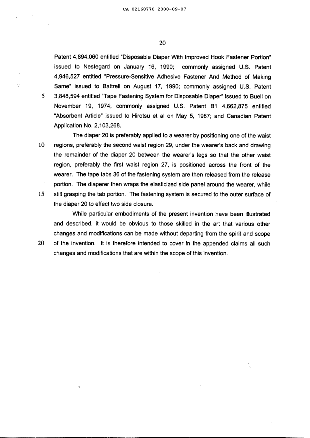 Document de brevet canadien 2168770. Correspondance 20000907. Image 15 de 15