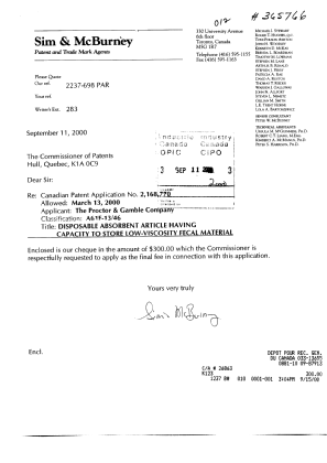 Document de brevet canadien 2168770. Correspondance 20000911. Image 1 de 1