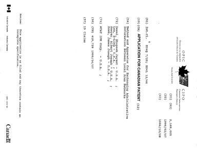 Document de brevet canadien 2169005. Page couverture 19951227. Image 1 de 1